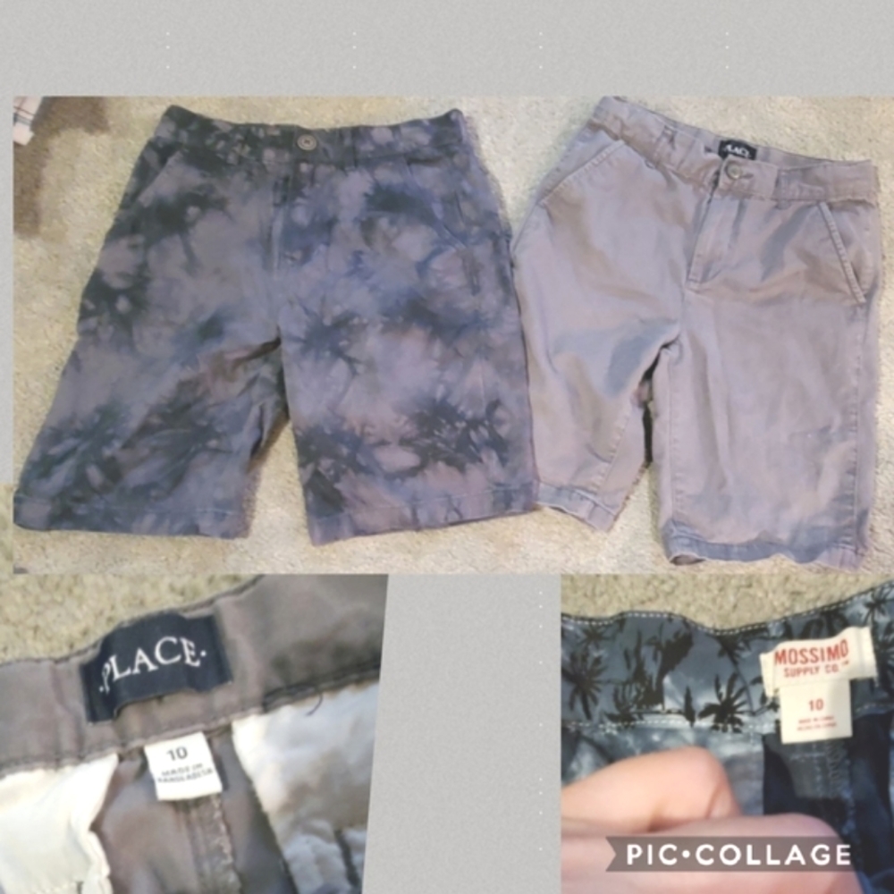 10 Chino shorts,grey & tie dyed grey/ blk